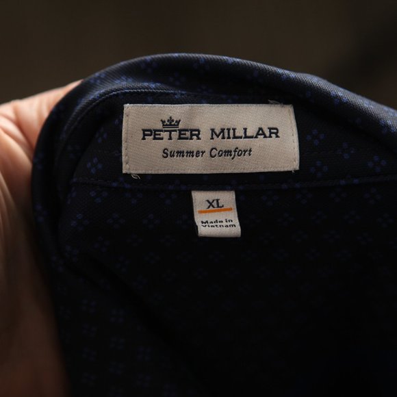 Peter Millar Summer Comfort Men's blue starry pattern golf polo shirt XL EUC - Picture 4 of 5